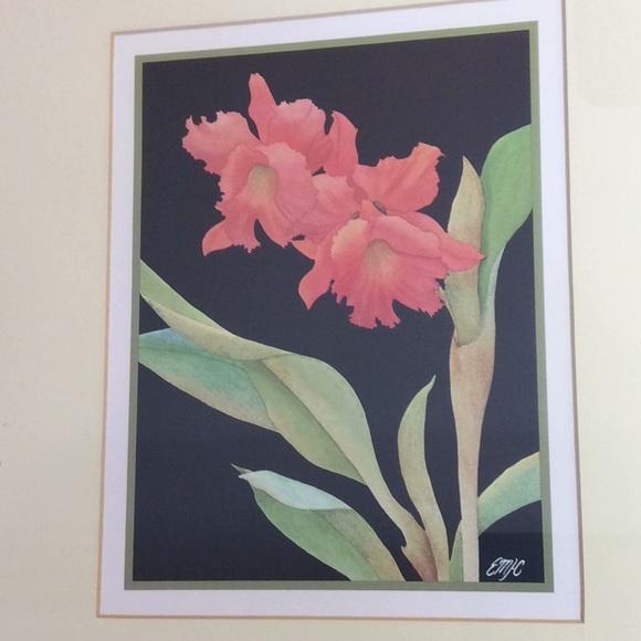 FINAL SALE PRICE Signed & Professionally Framed Floral Prints x 2 - Picture 3 of 9